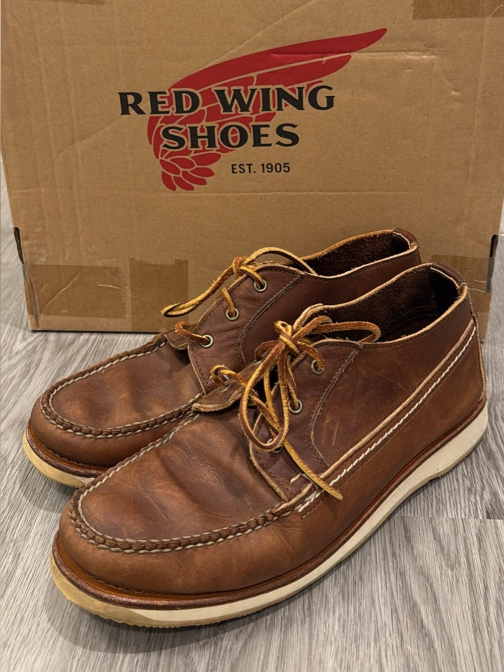 Red Wing Shoes Men’s Brown Leather Chukka with Cream Sole RARE made in USA